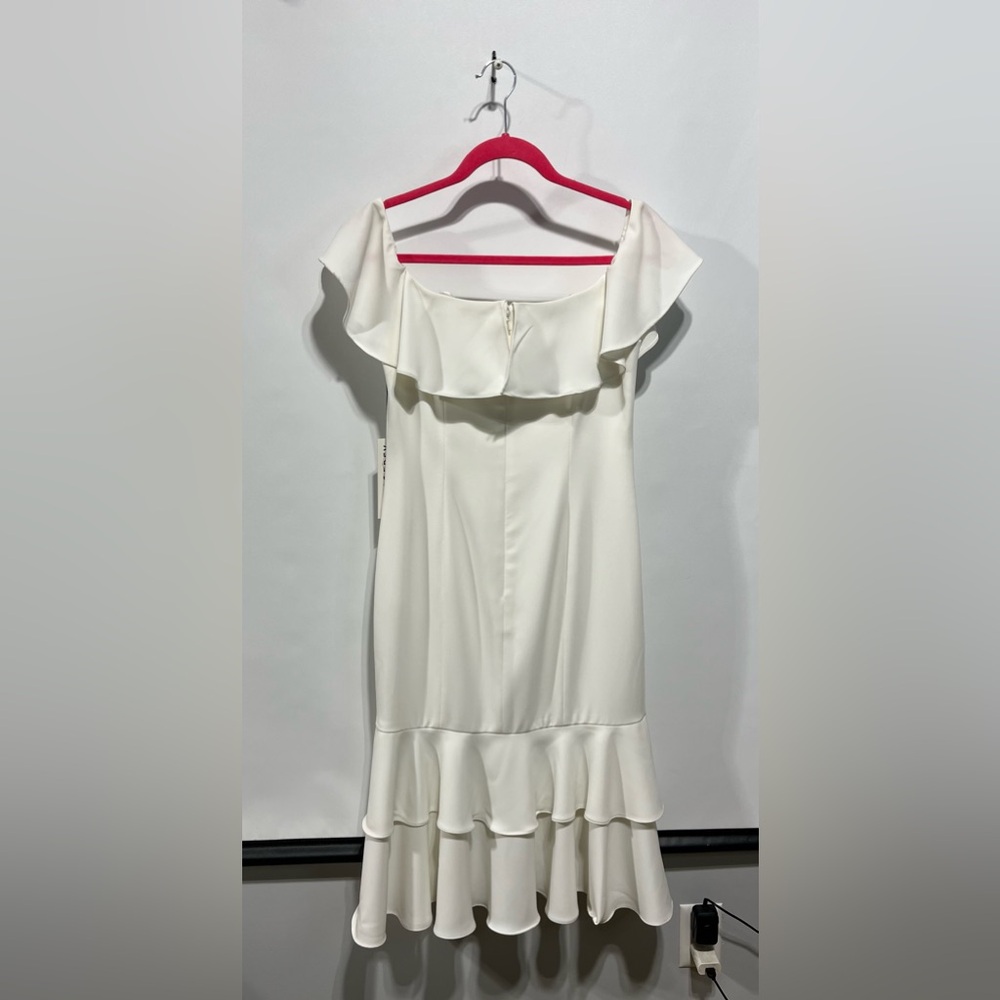 JAYGODFREY Momoa Ivory Ruffled Off the Shoulder Dress Size 2 New with tags - Picture 6 of 10